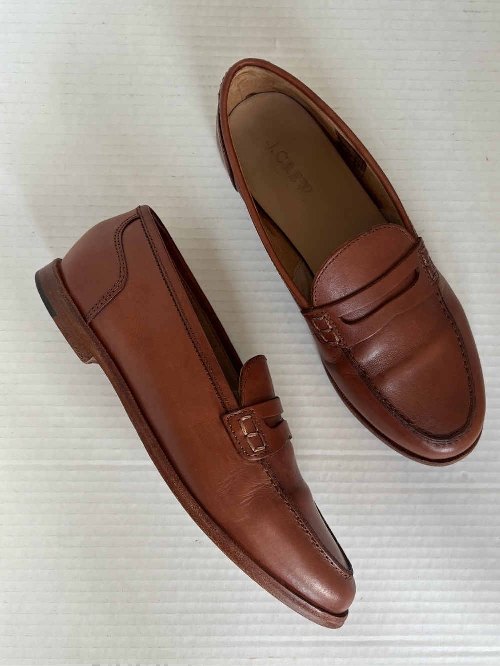 J.CREW Ryan Penny Loafer Women's 6.5 Tan Brown Leather Slip On Flats H8200 - Picture 8 of 10